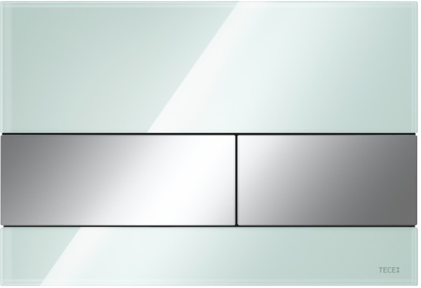 Стеклянная панель для смыва унитаза TECEsquare, стекло мятный зеленый, клавиши хром глянцевый 9240805