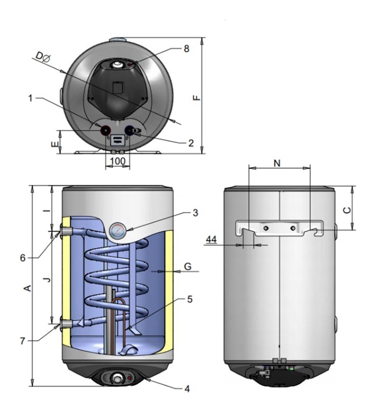 Комбинированный накопительный водонагреватель Eldom Thermo WV10046TRG