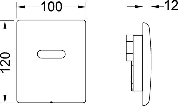 Металлическая панель смыва для писсуара TECEplanus с ИК-сенсором, питание от сети 12 В, белая глянцевая 9242357
