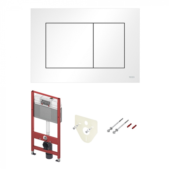 Комплект для установки подвесного унитаза: застенный модуль, пластиковая панель смыва TECEnow, белая матовая К447417