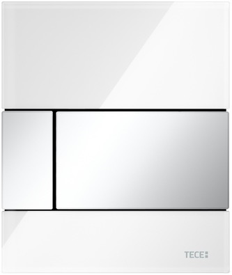 Стеклянная панель смыва для писсуара TECEsquare, стекло белое, клавиши хром глянцевый 9242802