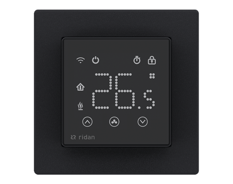 Электронный комнатный термостат Ридан RSmart-SB с Wi-Fi подключением 230V, черный