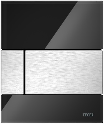 Стеклянная панель смыва для писсуара TECEsquare, стекло черное, клавиши нержавеющая сталь сатин, покрытие против отпечатков пальцев 9242806