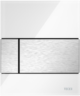 Стеклянная панель смыва для писсуара TECEsquare, стекло белое, клавиши нержавеющая сталь сатин, покрытие против отпечатков пальцев 9242801