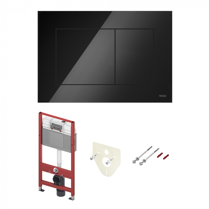 Комплект для установки подвесного унитаза: застенный модуль, пластиковая панель смыва TECEnow, черная глянцевая K440403