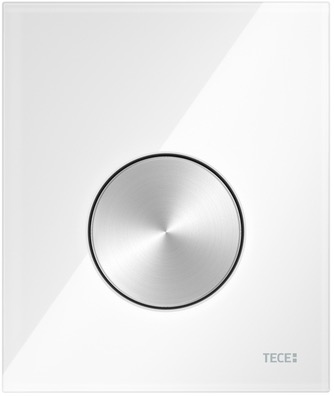 Стеклянная панель смыва для писсуара TECEloop, стекло белое, клавиша нержавеющая сталь сатин, покрытие против отпечатков пальцев 9242661 