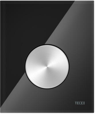 Стеклянная панель смыва для писсуара TECEloop, стекло черное, клавиша нержавеющая сталь сатин, покрытие против отпечатков пальцев 9242663