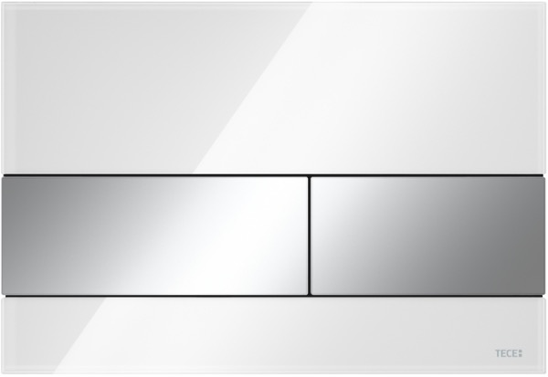 Стеклянная панель смыва для унитаза TECEsquare, стекло белое, клавиши хром глянцевый 9240802