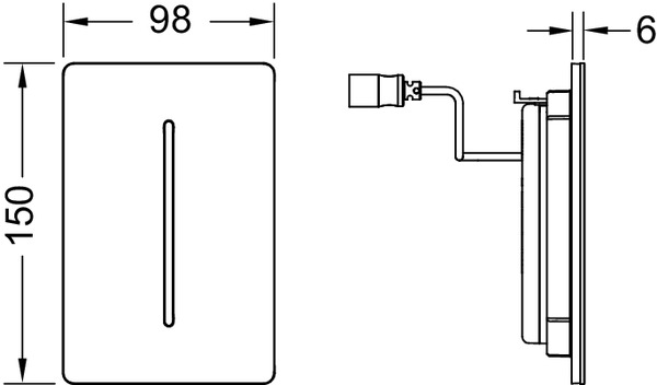 Металлическая панель смыва для писсуара TECEfilo-Solid с ИК-сенсором, питание от сети 230 В, хром глянцевый 9242031