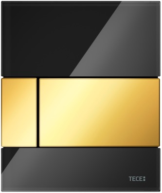 Стеклянная панель смыва для писсуара TECEsquare, стекло черное, клавиши позолоченные 9242808