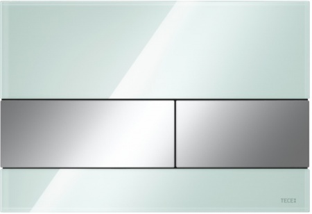 Стеклянная панель для смыва унитаза TECEsquare, стекло мятный зеленый, клавиши хром глянцевый 9240805