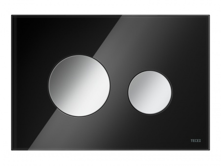Стеклянная панель смыва для унитаза TECEloop, стекло черное, клавиши хром глянцевый 9240656