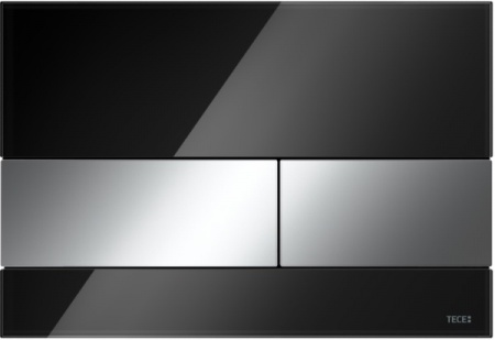 Стеклянная панель смыва для унитаза TECEsquare, стекло черное, клавиши хром глянцевый 9240807