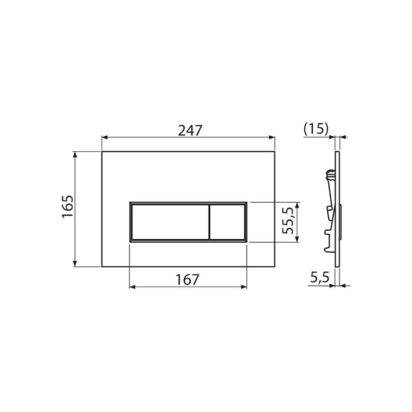 Комплект для установки подвесного унитаза: застенный модуль, пластиковая панель смыва хром глянец AM101/1120-4:1 RU M571-0001