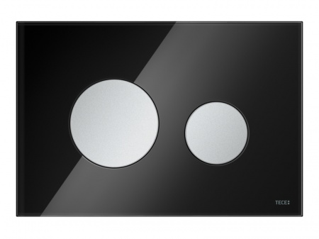 Стеклянная панель смыва для унитаза TECEloop, стекло черное, клавиши хром матовый 9240655