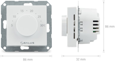 Salus Controls BTR230 - Электронный термостат с крутилкой встраиваемый под рамки 55x55 мм